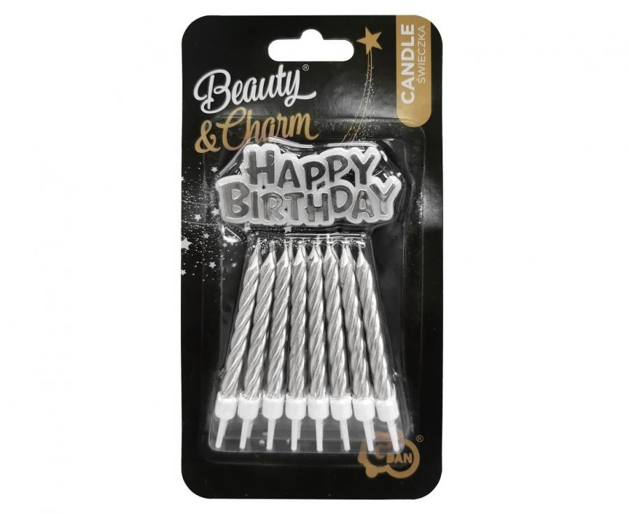 Świeczki urodzinowe Happy Birthday srebrne (16) SF-HBSR GoDan